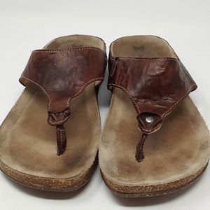 Mephisto luggage brown slip on sandals thong Sz 8.5 (39)